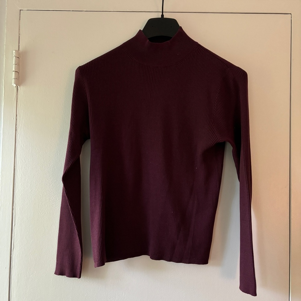 Coldwater Creek Burgundy 100% Silk Mock Turtleneck Sweater - Size Medium